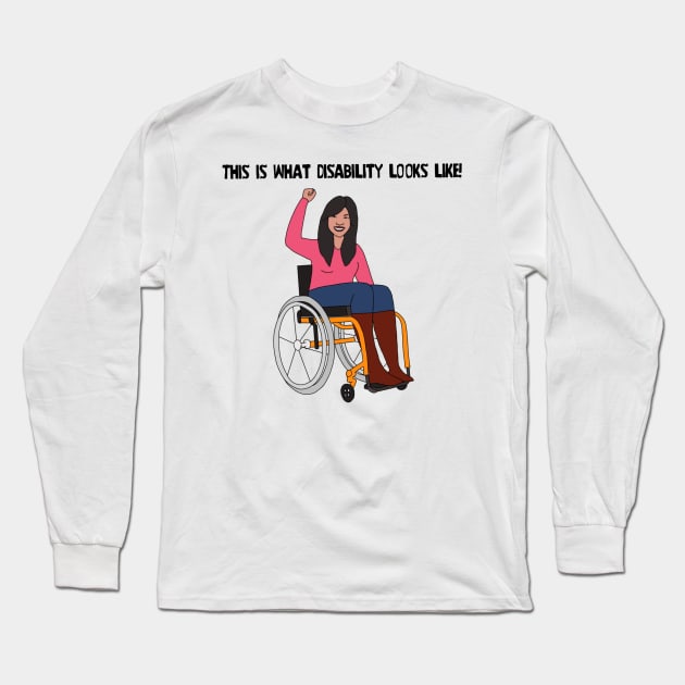 This Is What Disability Looks Like Orange Wheelchair Long Sleeve T-Shirt by Dissent Clothing